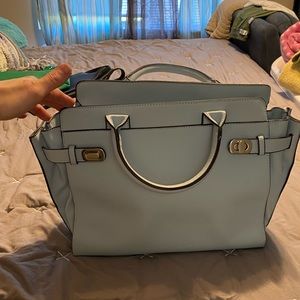 Powder Blue satchel with silver hardware